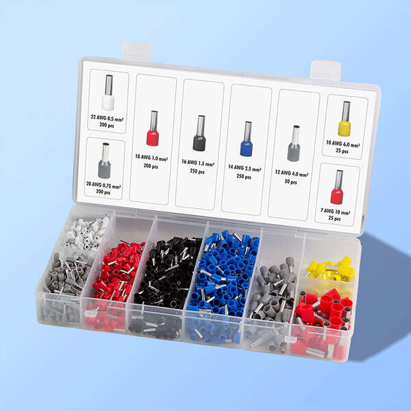 Naar omschrijving van WZ0084 - Wire end ferrules set with 1200 insulated ferrules 0.5 - 10 mm²